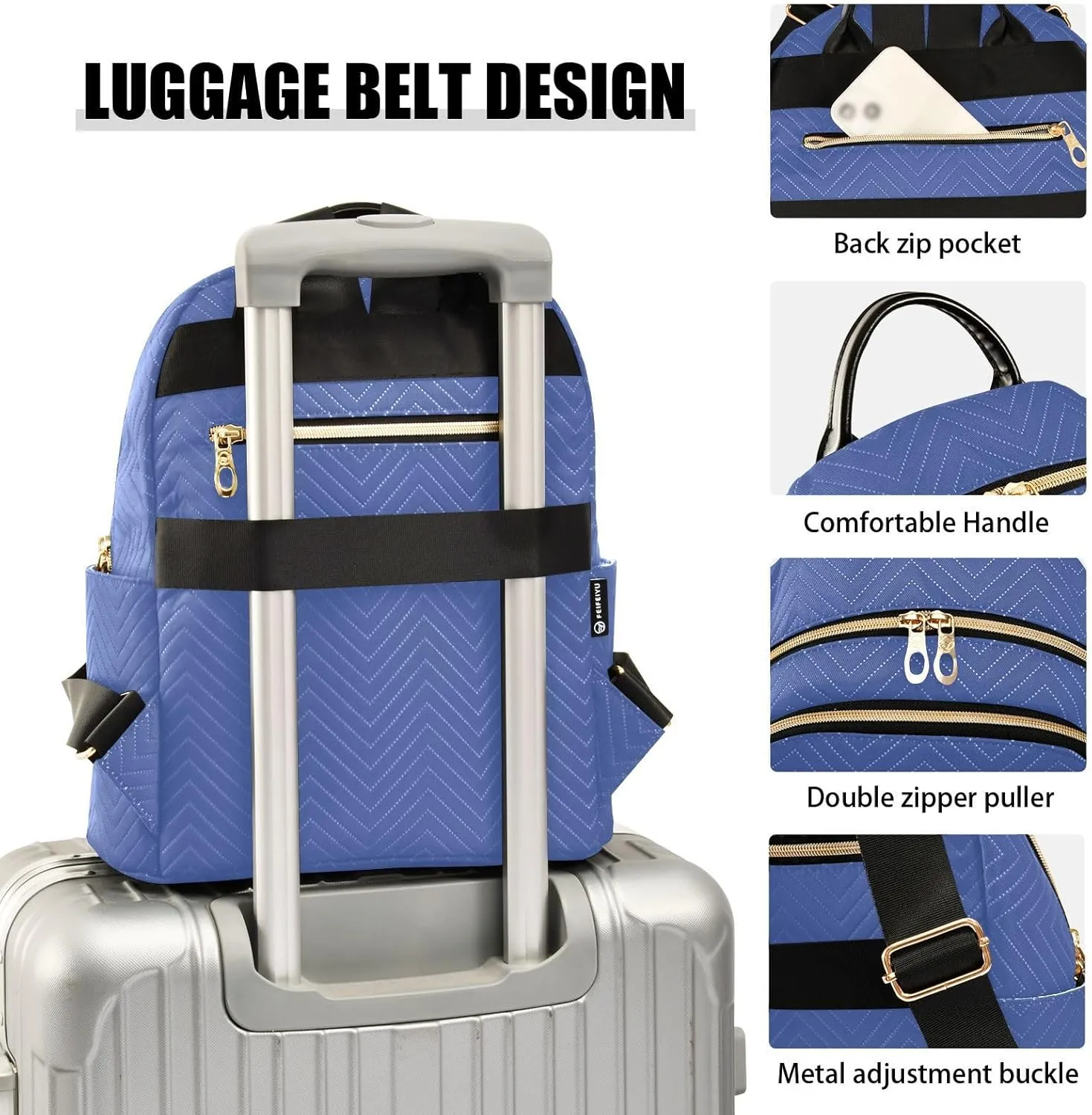 Aqua Backpack Purse for Women Ladies Shoulder Book Bag with Anti-theft Back for Women Travel M