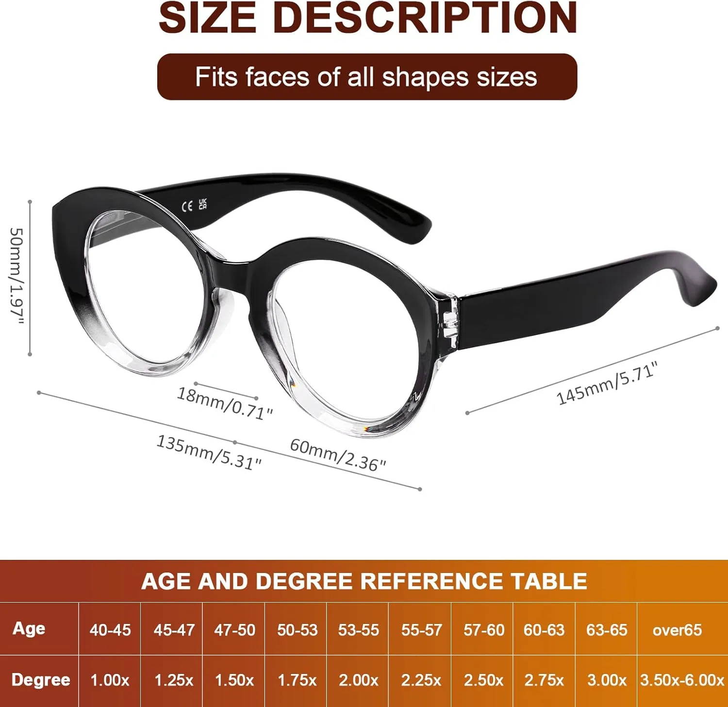 AQWANO Oversized Reading Glasses Women Trendy Large Stylish Round Designer Readers Computer Blue Light Blocking 0 100 125 150 175 200 225 250 275, 2 Pack 2.25
