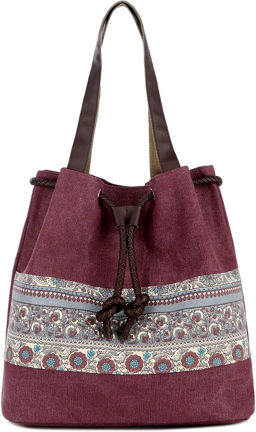 ArcEnCiel Canvas Tote Bag for Women Shoulder Purse Beach Handbags Work Travel Shopping Pack