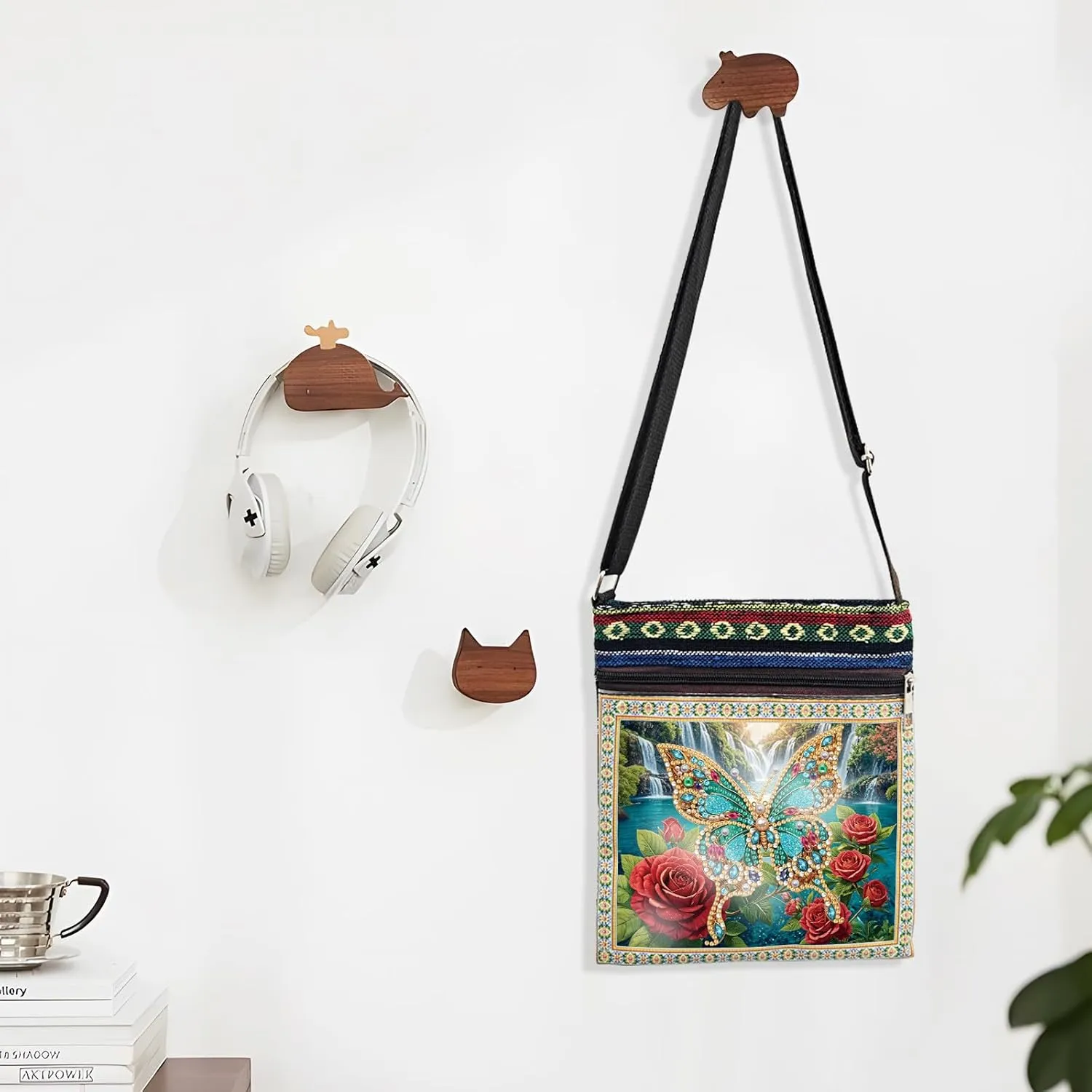 ARTopet 2Pcs DIY Diamond Art Painting Canvas Crossbody Bag Black Ethnic Minority Shoulder Purses Beach Bag Special Shaped Crystal by Numbers Mosaic Kits for Women-01