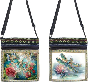 ARTopet 2Pcs DIY Diamond Art Painting Canvas Crossbody Bag Black Ethnic Minority Shoulder Purses Beach Bag Special Shaped Crystal by Numbers Mosaic Kits for Women-01