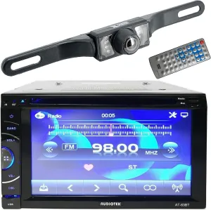 Audiotek AT-63BTCAM 6.5" Touchscreen Bluetooth DVD Receiver - HD Digital Panel TFT LCD Fix Panel | Multimedia Player - DISC/VCD/MP3/MP4/DIVX   Waterproof Night Vision Backup Camera