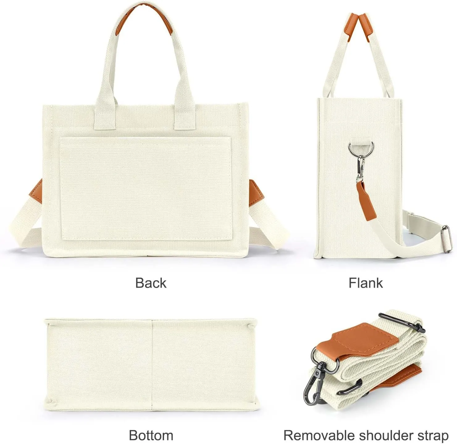 Ayieyill Canvas Tote Bag for Women with Pockets Crossbody Bag Tote Shoulder Handbags Casual Work Bags Everything Tote Bag