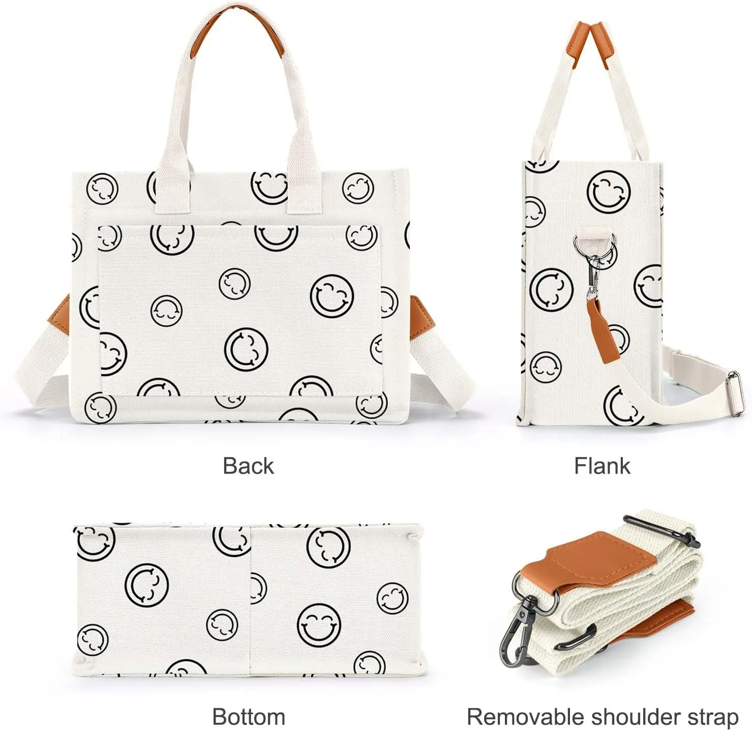 Ayieyill Canvas Tote Bag for Women with Pockets Crossbody Bag Tote Shoulder Handbags Casual Work Bags Everything Tote Bag