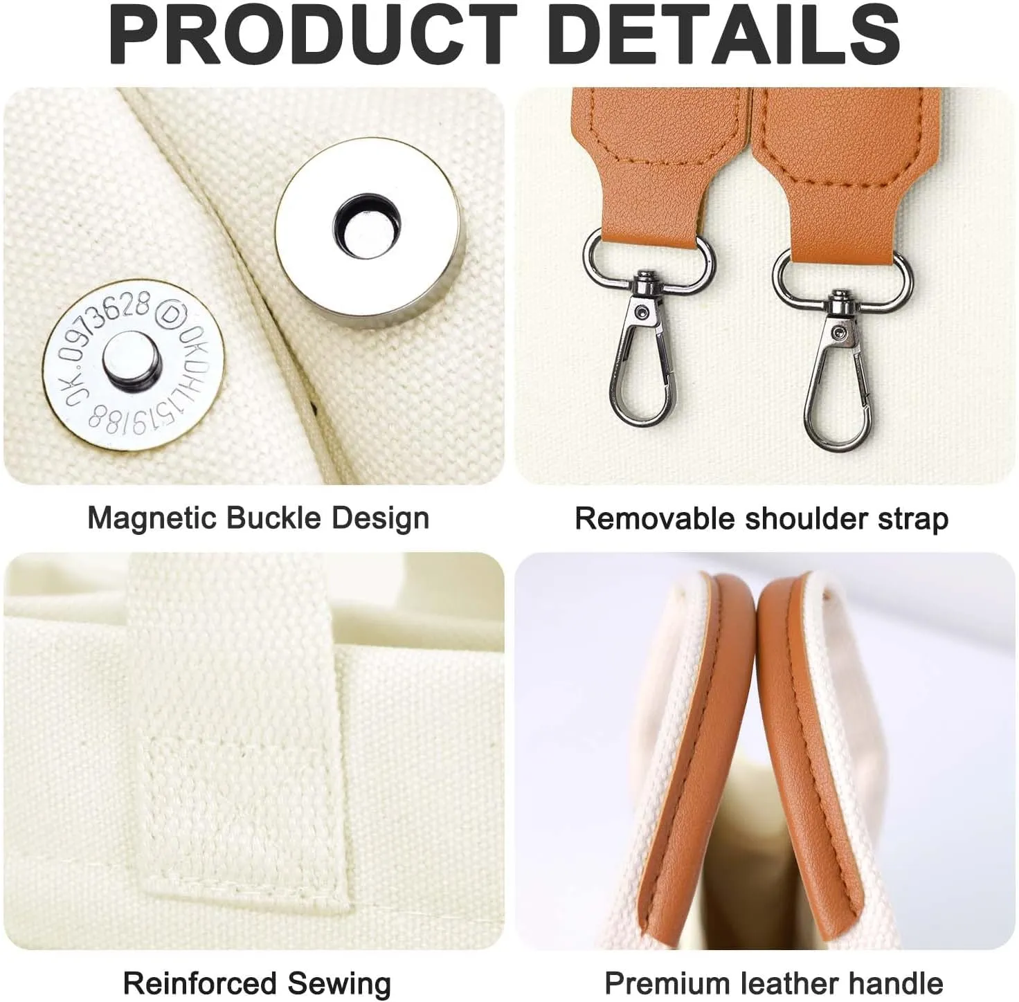 Ayieyill Canvas Tote Bag for Women with Pockets Crossbody Bag Tote Shoulder Handbags Casual Work Bags Everything Tote Bag