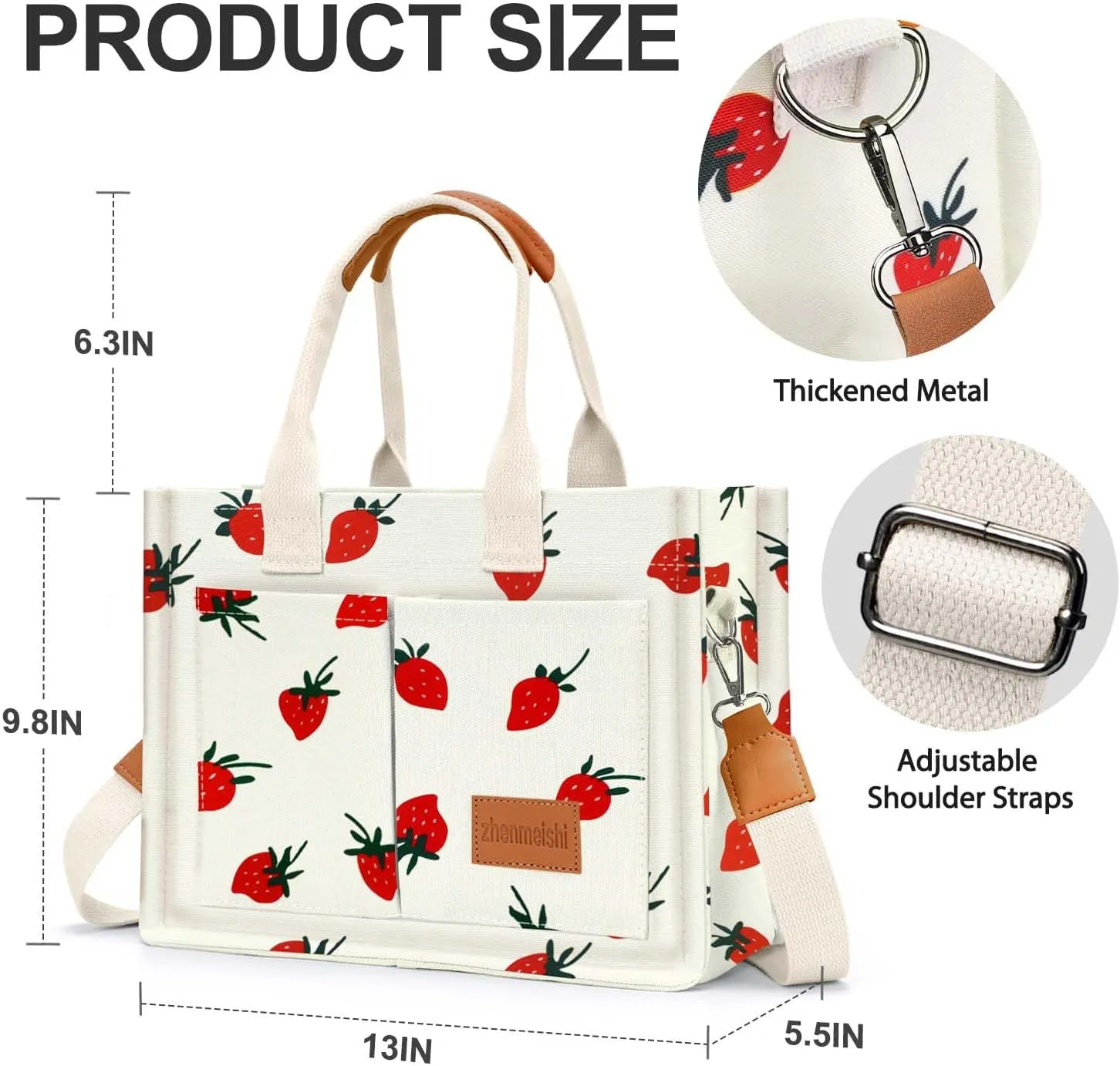 Ayieyill Canvas Tote Bag for Women with Pockets Crossbody Bag Tote Shoulder Handbags Casual Work Bags Everything Tote Bag