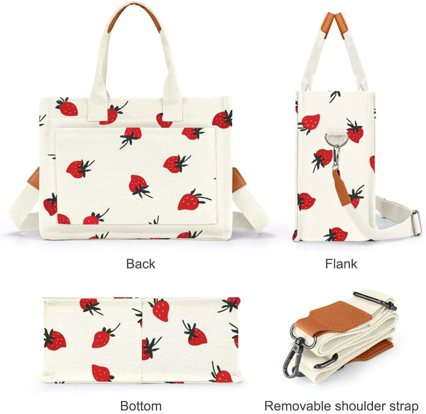 Ayieyill Canvas Tote Bag for Women with Pockets Crossbody Bag Tote Shoulder Handbags Casual Work Bags Everything Tote Bag