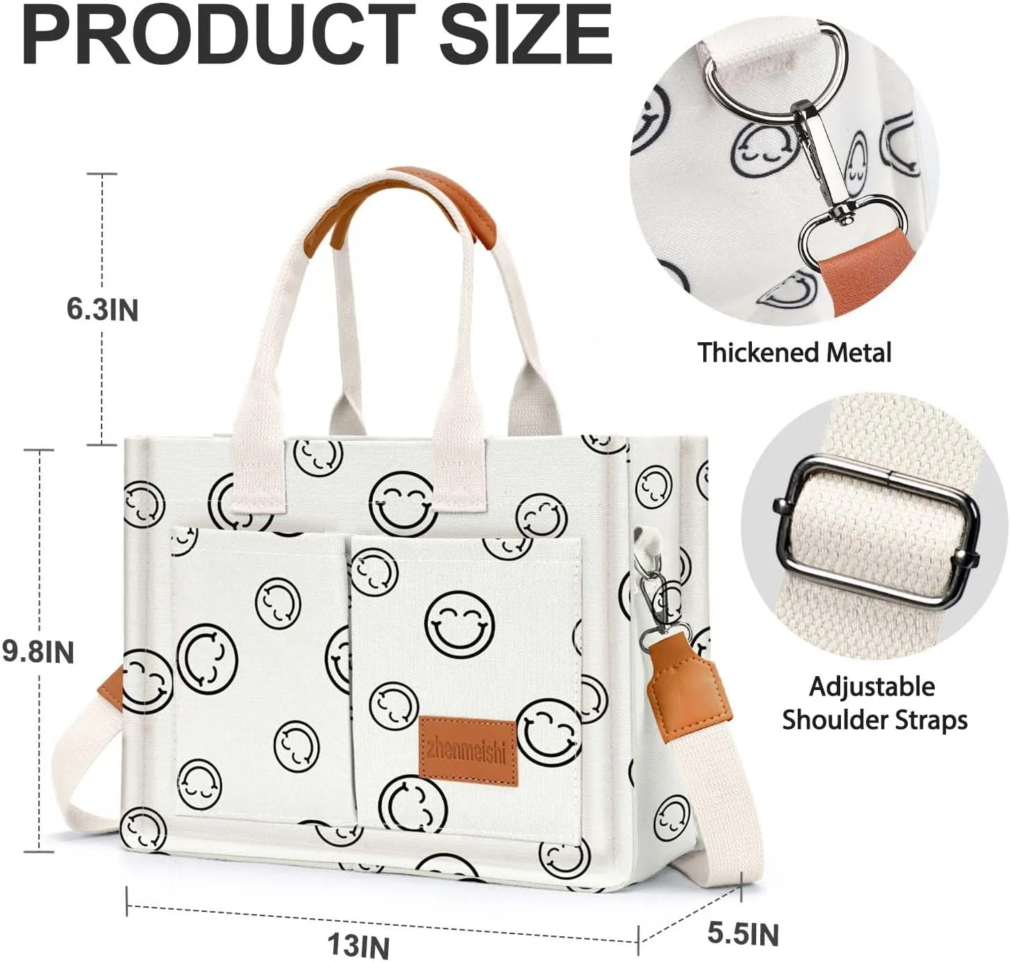 Ayieyill Canvas Tote Bag for Women with Pockets Crossbody Bag Tote Shoulder Handbags Casual Work Bags Everything Tote Bag