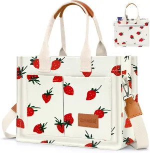 Ayieyill Canvas Tote Bag for Women with Pockets Crossbody Bag Tote Shoulder Handbags Casual Work Bags Everything Tote Bag