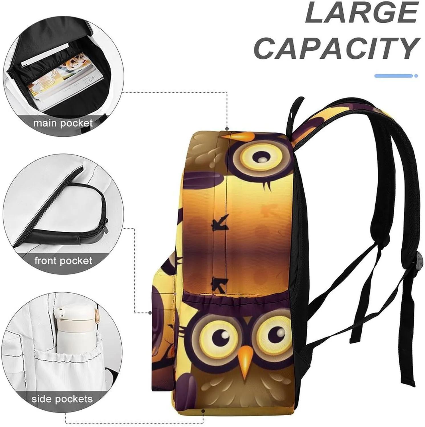 Backpack for Men Women Daypack Waterproof Halloween Cute Owl Computer Bag Business Work Bag for Travel