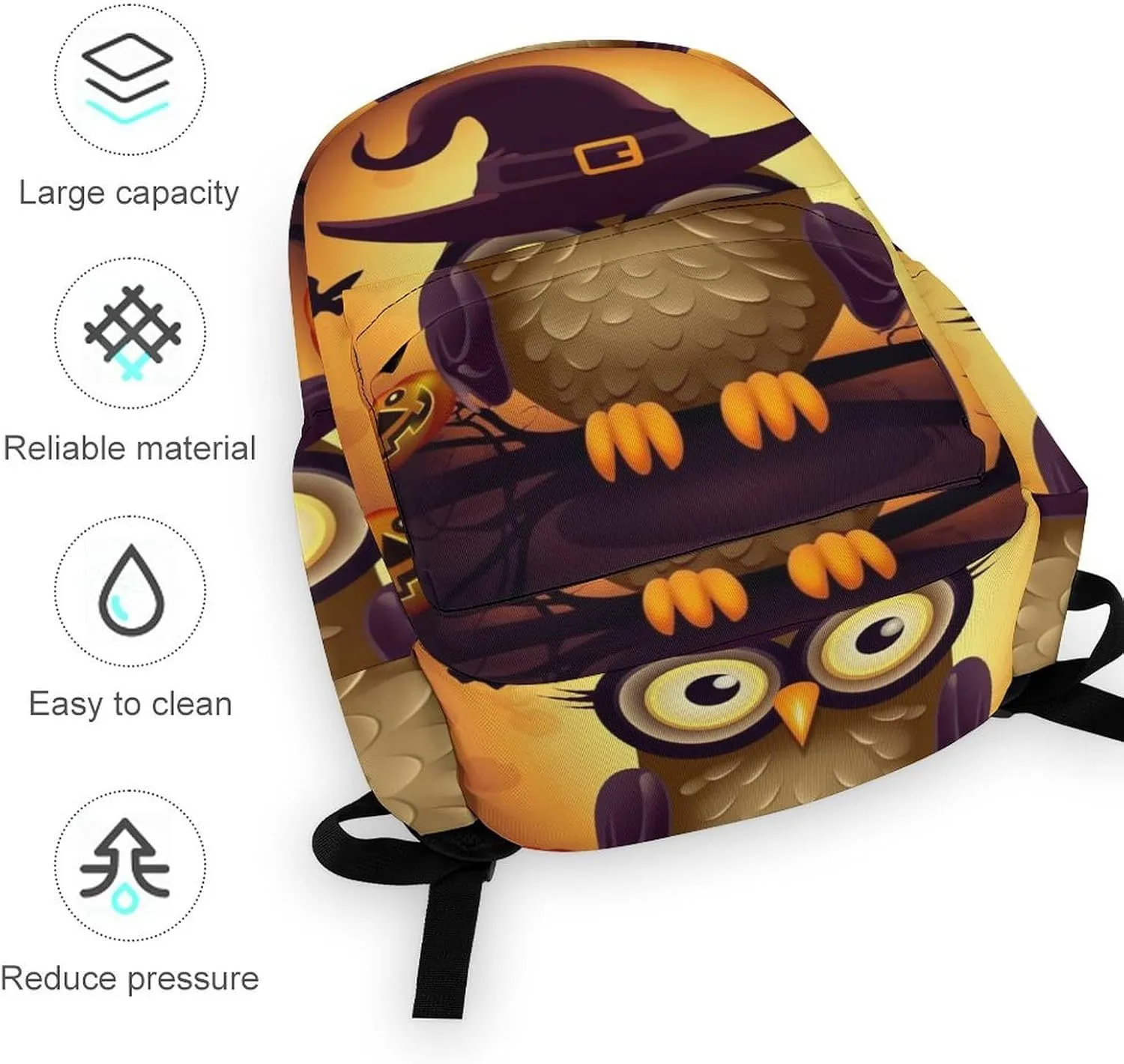 Backpack for Men Women Daypack Waterproof Halloween Cute Owl Computer Bag Business Work Bag for Travel