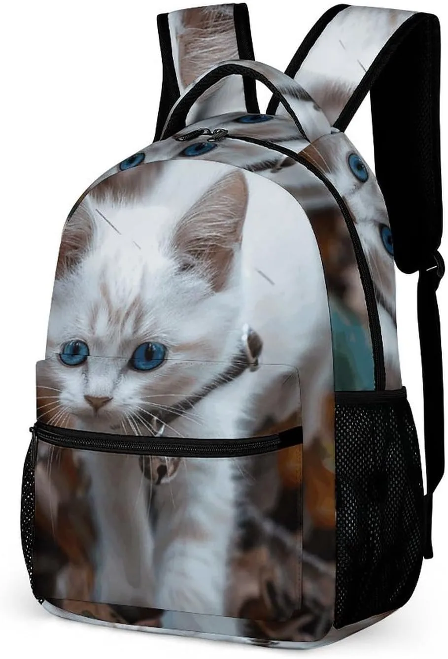 Backpack for Men Women Laptop Backpack Blue Eyes Cat Casual Daypack Laptop Bag for Travel