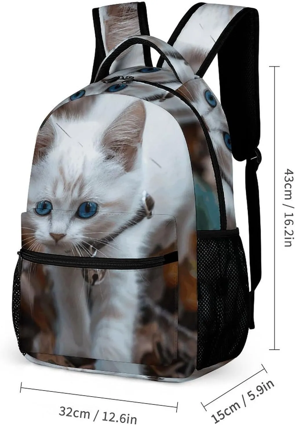 Backpack for Men Women Laptop Backpack Blue Eyes Cat Casual Daypack Laptop Bag for Travel