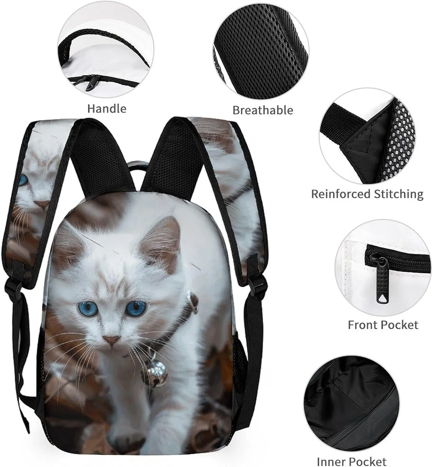 Backpack for Men Women Laptop Backpack Blue Eyes Cat Casual Daypack Laptop Bag for Travel