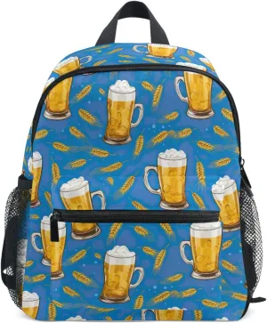 Backpack for Toddler Boys Girls Wheat Beer Pattern Lightweight Mini Shoulder Bag Casual Daypack Rucksack for Kindergarten Preschool Nursery Outdoor Travel Age 3-8 M