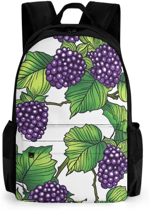 Backpack For Women Men Casual Travel Daypacks Hand Drawn Mulberries Rucksuck For Work Cute Laptop Backpack