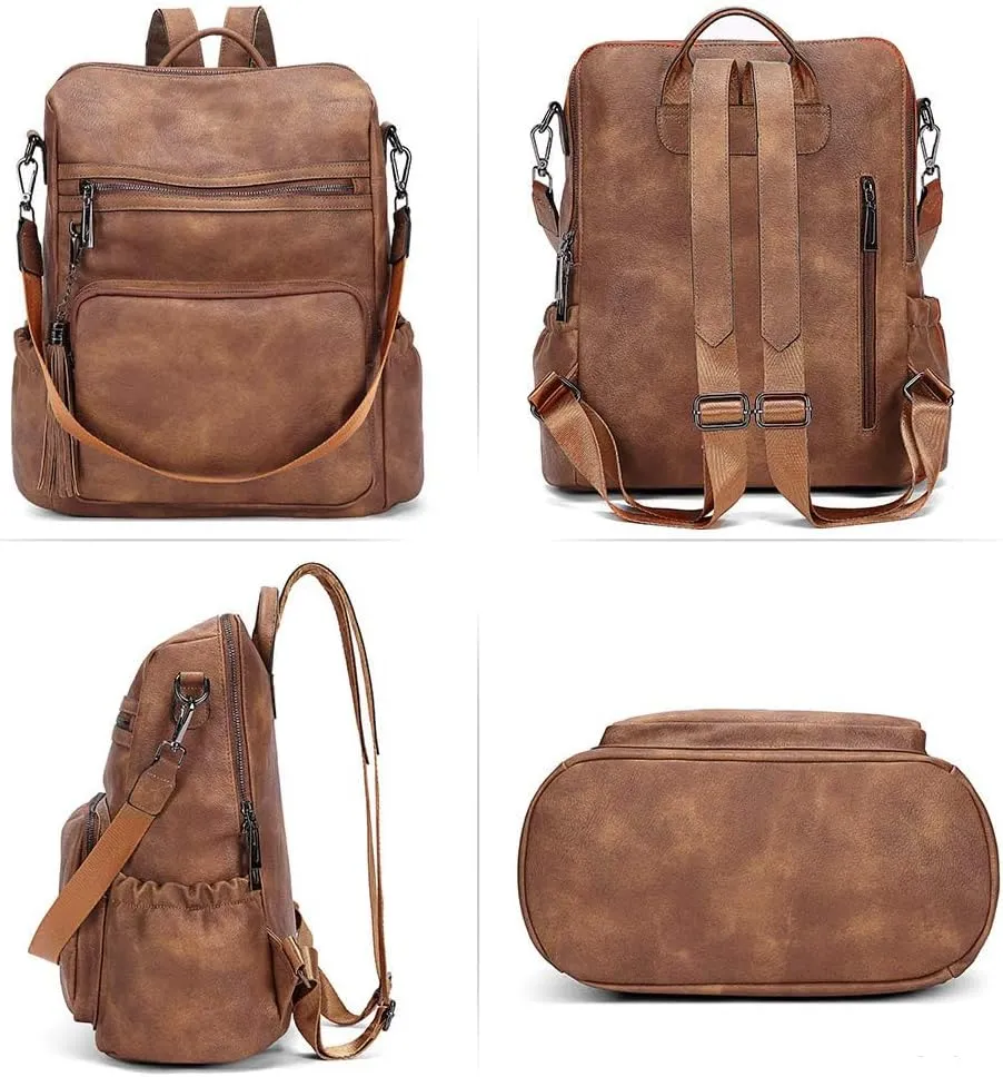 Backpack Purse for Women Leather Ladies Fashion Designer Travel Convertible Shoulder Bag with Tassels