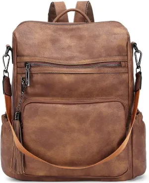 Backpack Purse for Women Leather Ladies Fashion Designer Travel Convertible Shoulder Bag with Tassels