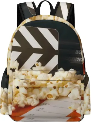 Backpack Travel Laptop Backpack for Men Women Cinema Clapboard And Popcorn Casual Daypack Adjustable Lightweight Computer Bag