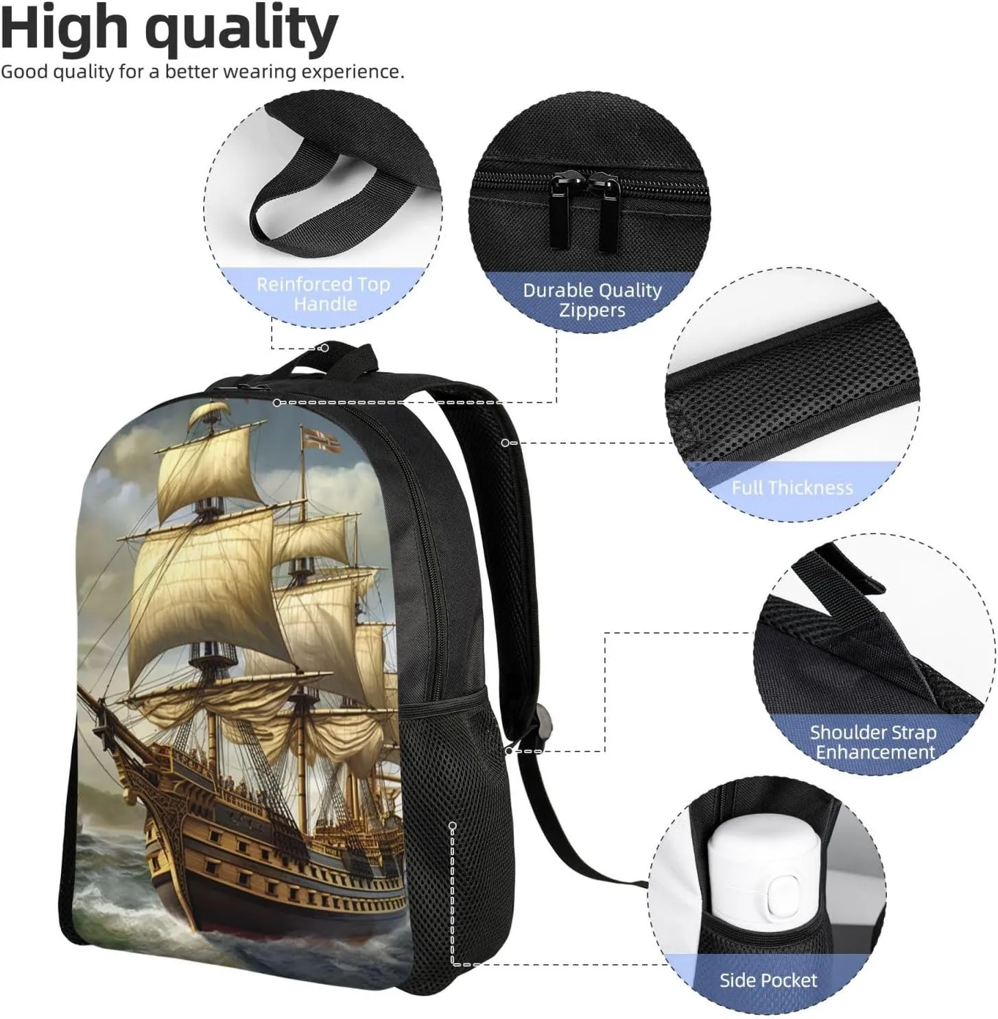 Backpack Travel Laptop Backpack For Men Women Lightweight Rucksack Age Of Discovery Ship Casual Daypack