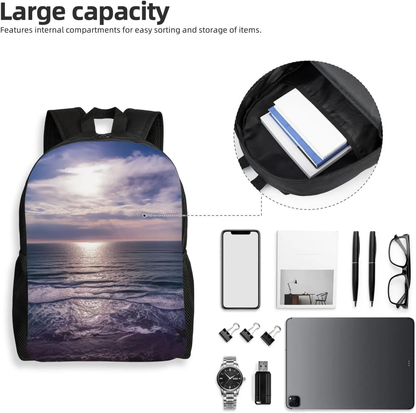 Backpack Travel Laptop Backpack For Men Women Lightweight Rucksack Atlantic Ocean Casual Daypack