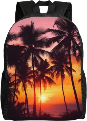 Backpack Travel Laptop Backpack for Men Women Lightweight Rucksack Palm Trees and Sunset Casual Daypack