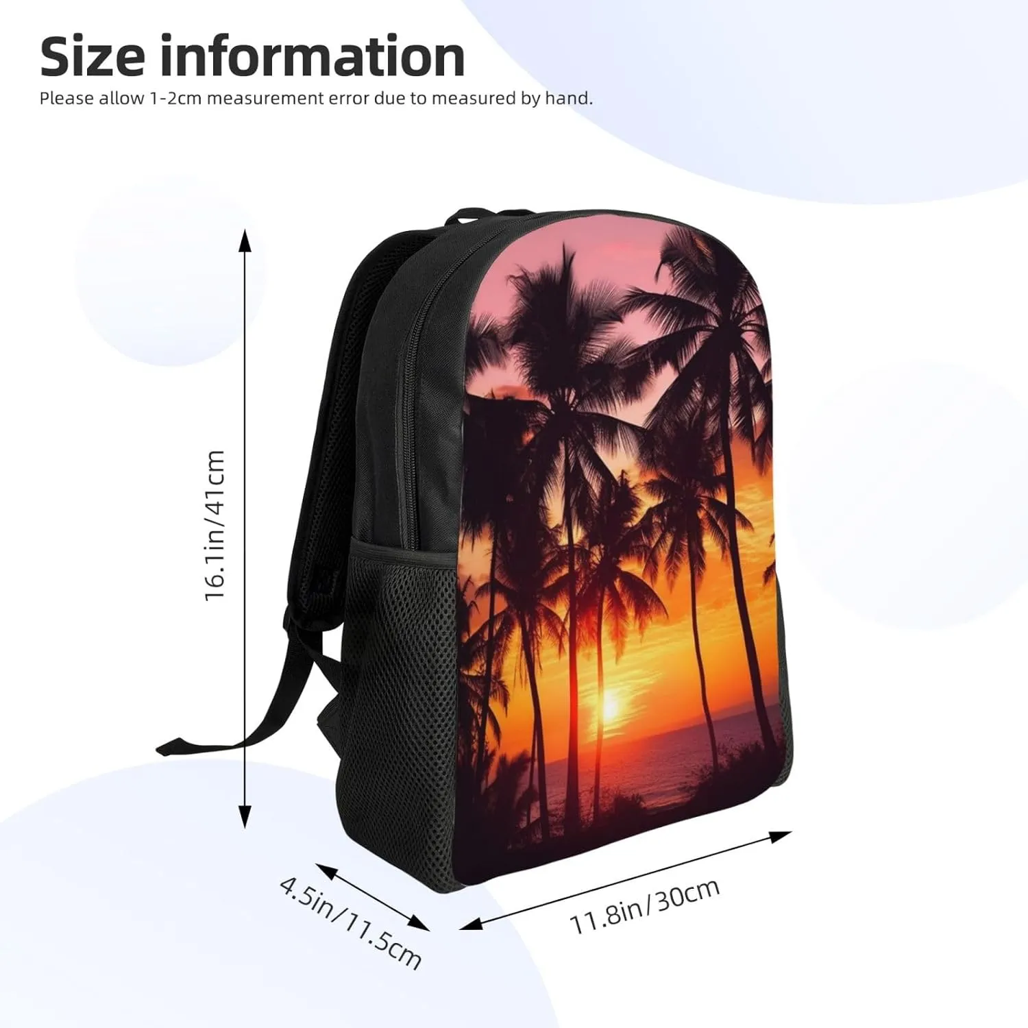 Backpack Travel Laptop Backpack for Men Women Lightweight Rucksack Palm Trees and Sunset Casual Daypack
