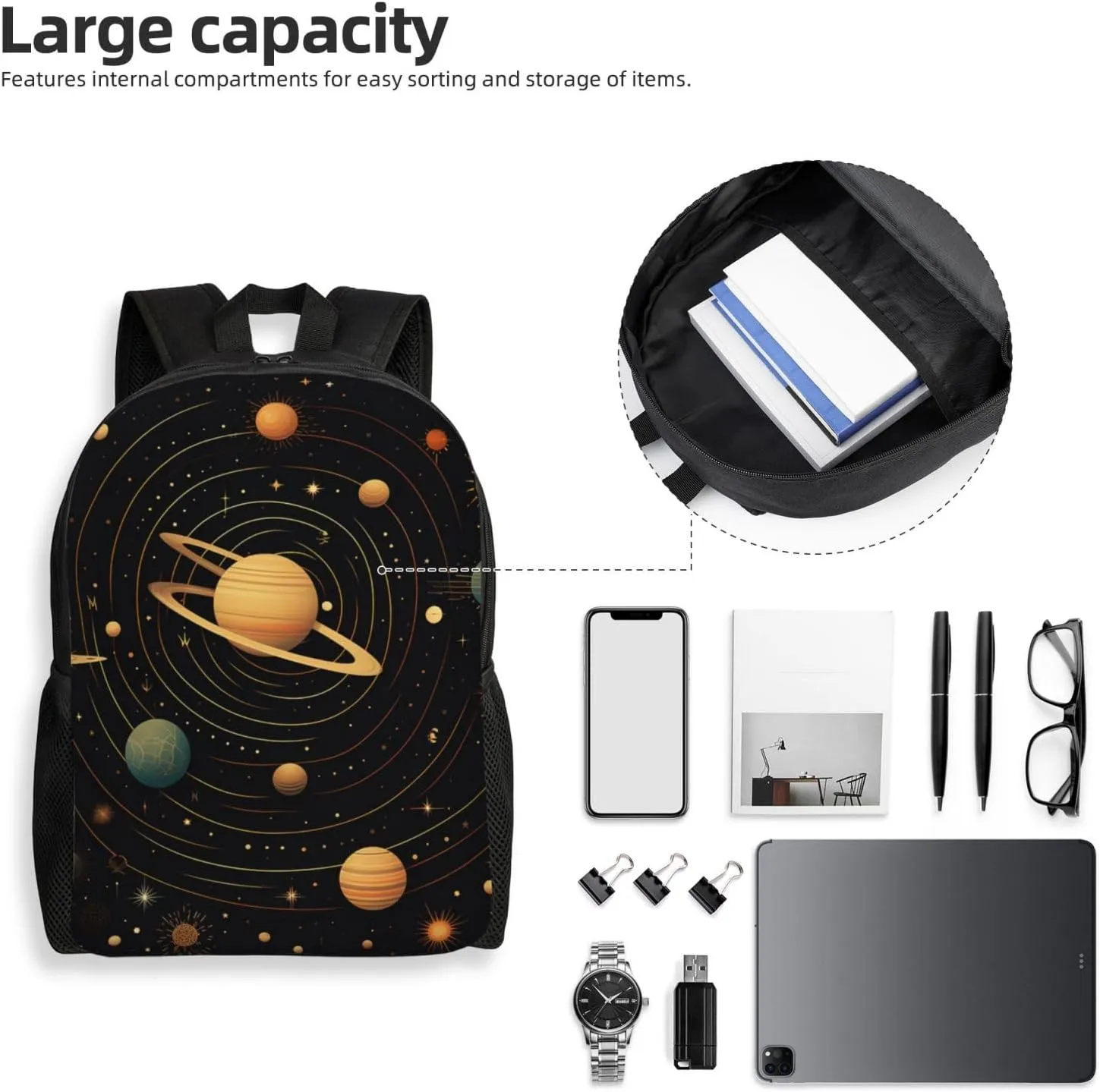 Backpack Travel Laptop Backpack for Men Women Lightweight Rucksack Retro Astronomical Pattern Casual Daypack