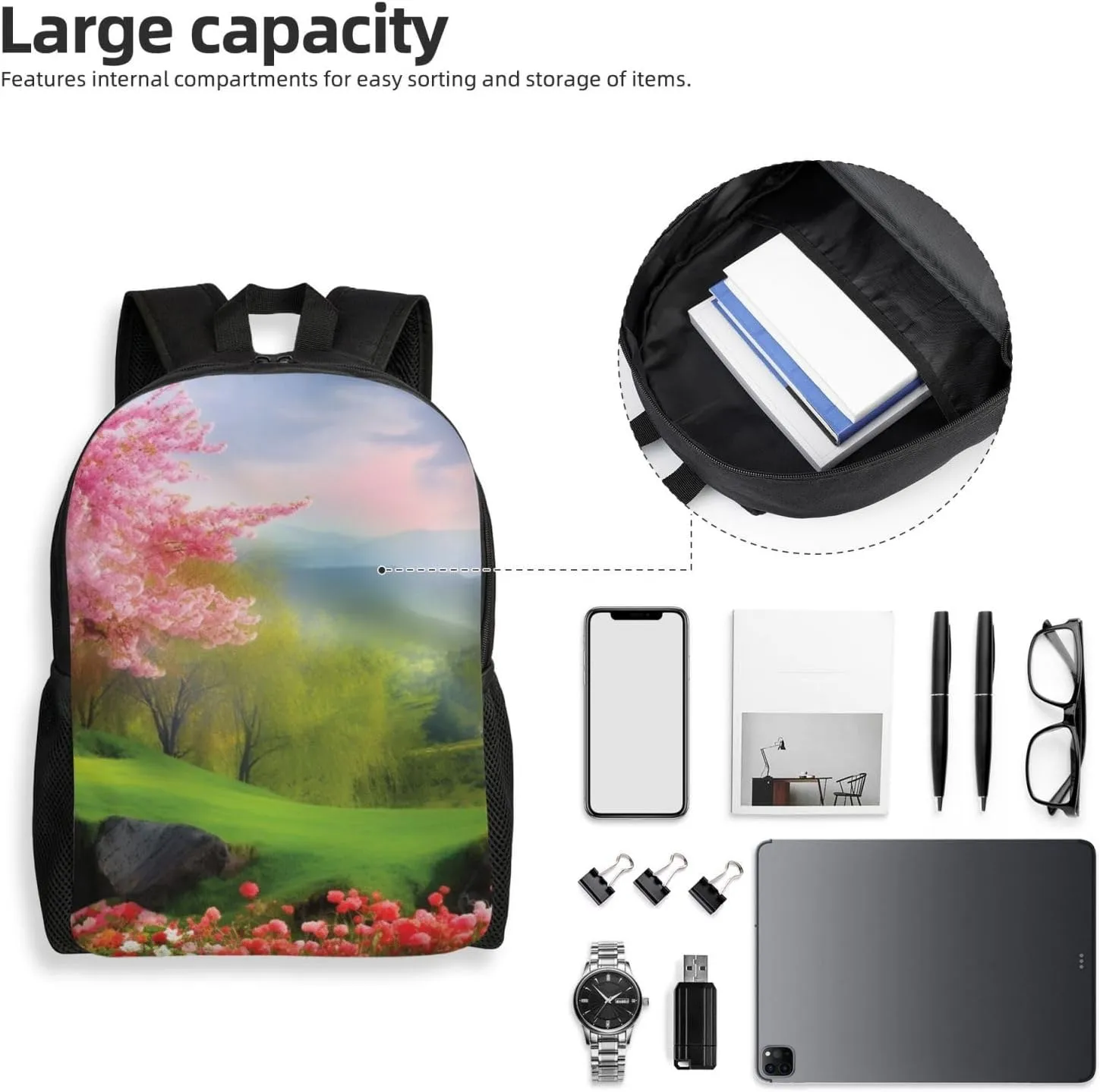Backpack Travel Laptop Backpack For Men Women Lightweight Rucksack Spring Scenery Casual Daypack