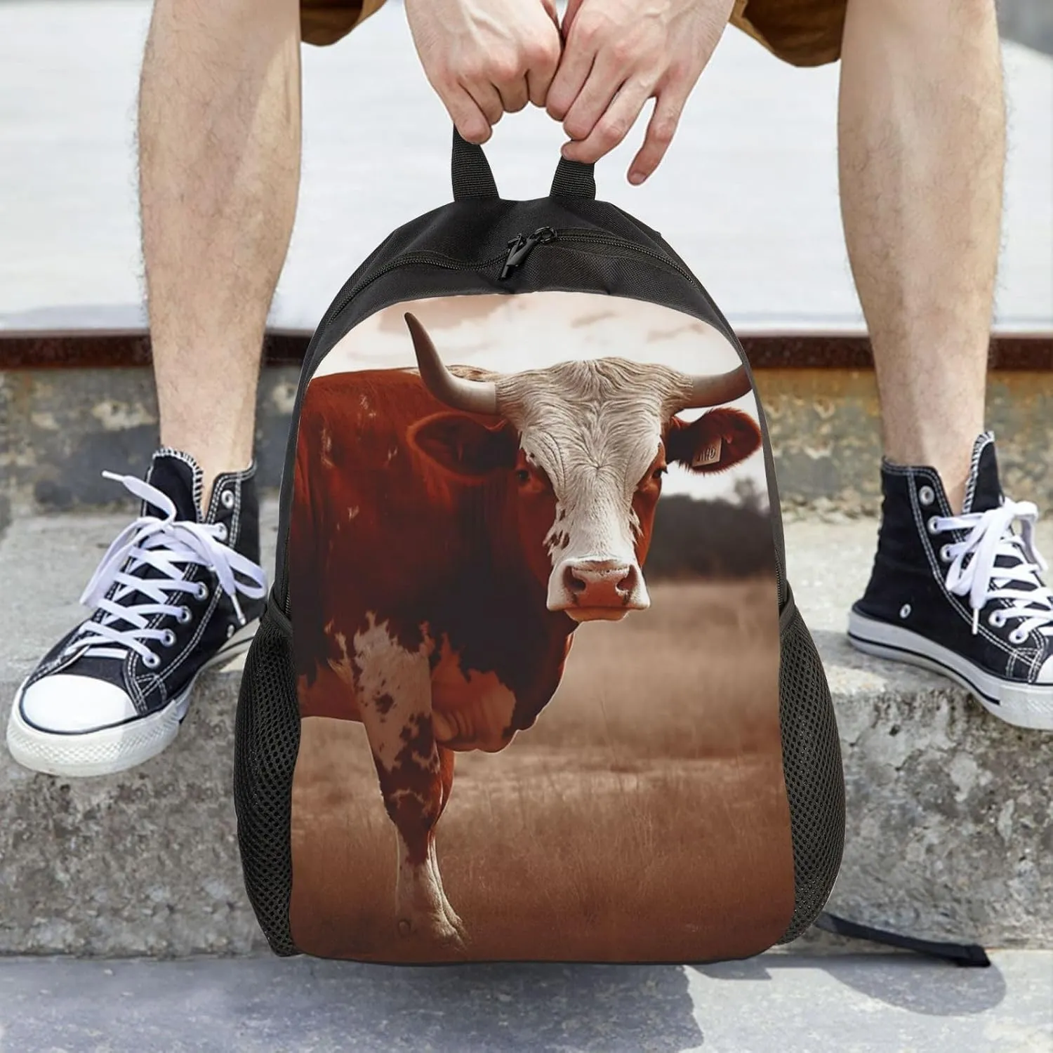 Backpack Travel Laptop Backpack For Men Women Lightweight Rucksack Texas Cow Casual Daypack