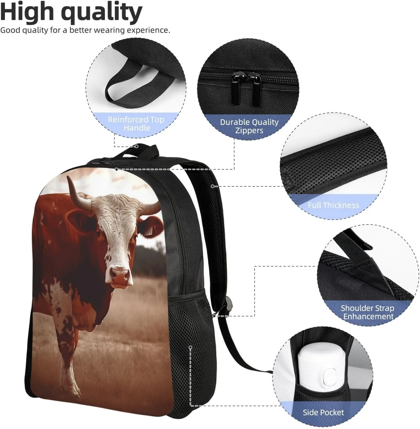 Backpack Travel Laptop Backpack For Men Women Lightweight Rucksack Texas Cow Casual Daypack