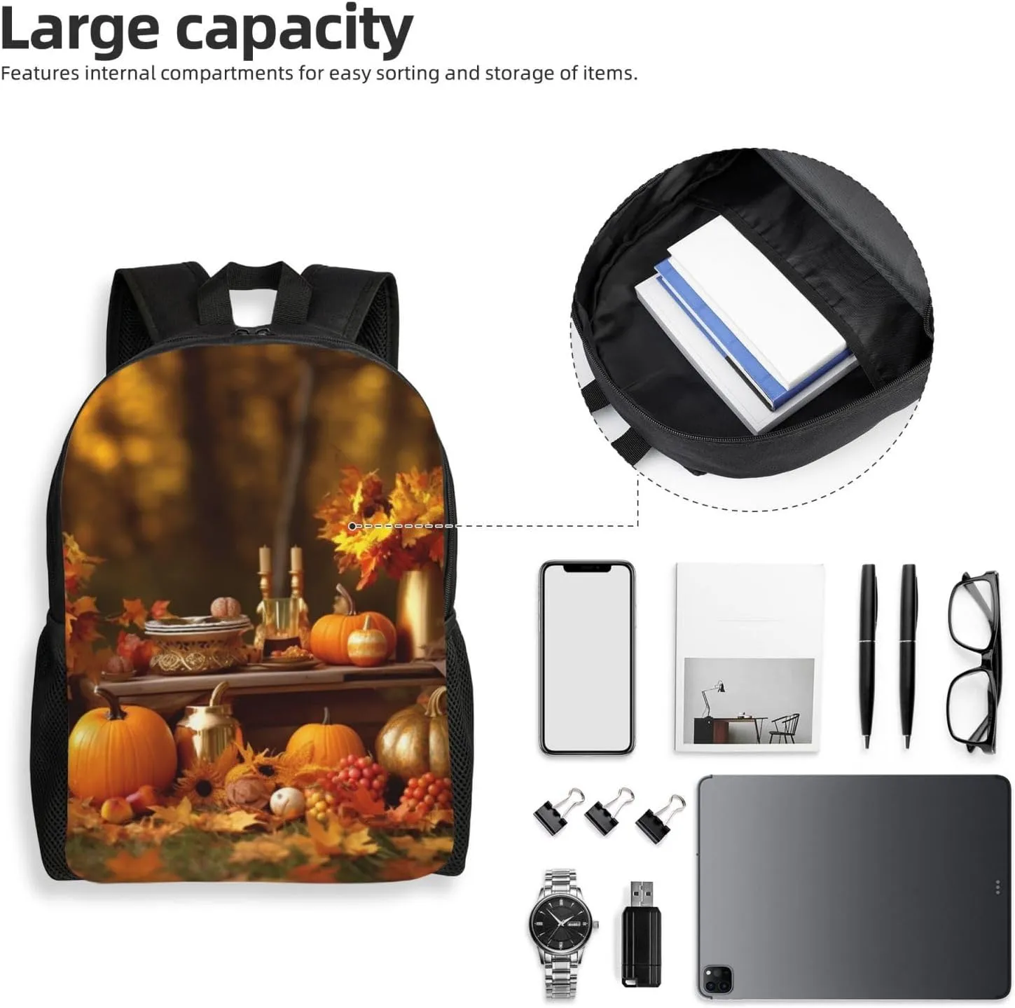 Backpack Travel Laptop Backpack For Men Women Lightweight Rucksack Thanksgiving Golden Fall Casual Daypack