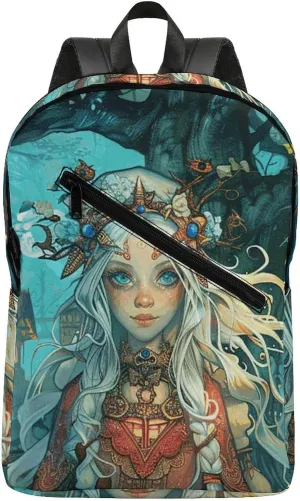 Backpack Travel Laptop Backpack for Men Women White-Haired Priestess Casual Daypack Adjustable Lightweight Computer Bag