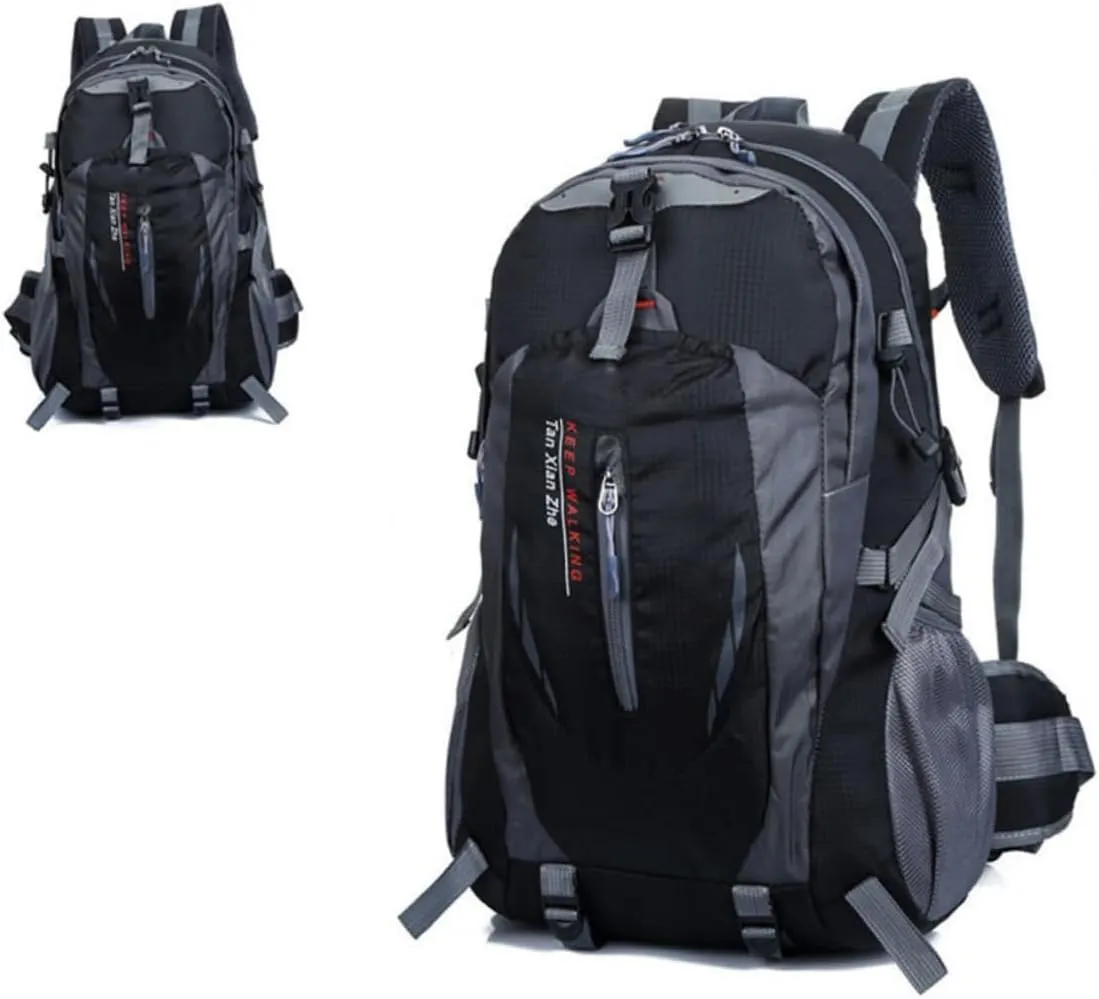 Backpack Waterproof Waterproof Shoulder Bag for Outdoor Rucksack Hiking Camping Reflective Strips Whistle Comfortable Padding Black