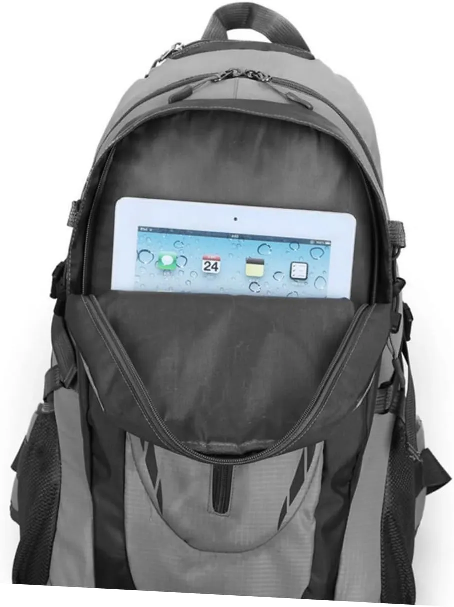 Backpack Waterproof Waterproof Shoulder Bag for Outdoor Rucksack Hiking Camping Reflective Strips Whistle Comfortable Padding Black