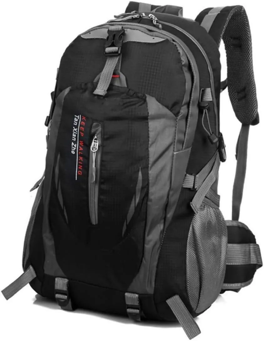 Backpack Waterproof Waterproof Shoulder Bag for Outdoor Rucksack Hiking Camping Reflective Strips Whistle Comfortable Padding Black