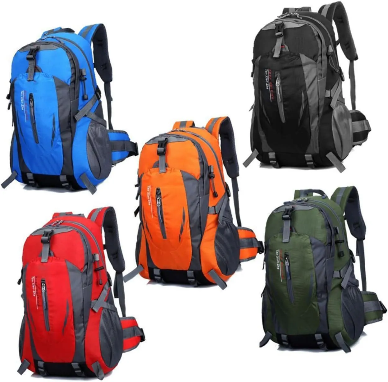 Backpack Waterproof Waterproof Shoulder Bag for Outdoor Rucksack Hiking Camping Reflective Strips Whistle Comfortable Padding Black