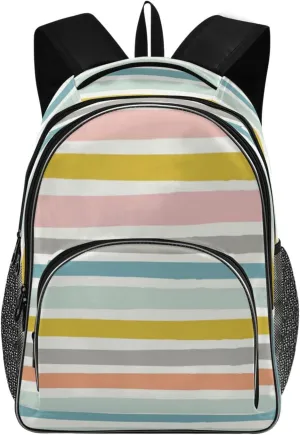 Backpacks 22L Three Layer Arc Book Bag Lightweight for Travel Camping Hiking Rucksack Daypack Kids & Adults Colorful Stripes