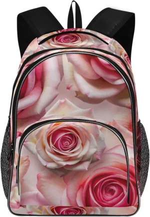 Backpacks 22L Three Layer Arc Book Bag Lightweight for Travel Camping Hiking Rucksack Daypack Kids & Adults Roses Pink