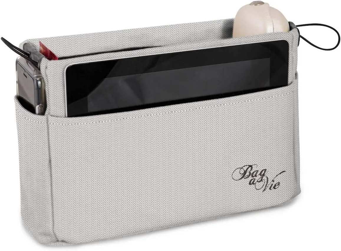 Bag-a-Vie Deluxe Handbag Organizer | Bag Shaper Insert | Five Outer & Inner Pockets | MEDI (11 x 7 x 4)