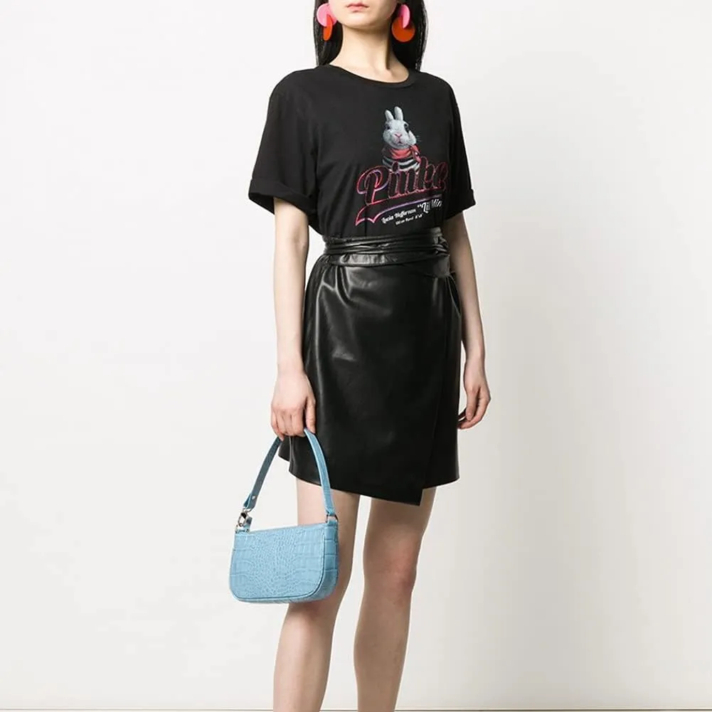 Bag Crocodile Effect Retro Faux Leather Classic Clutch Shoulder Purse Handbag for Women
