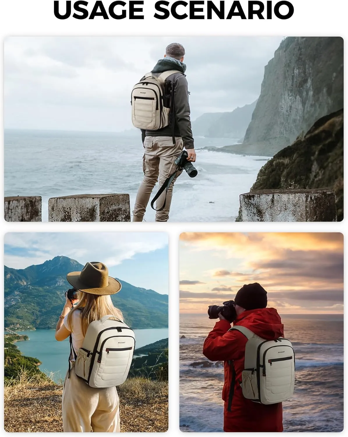 BAGSMART Camera Bag, DSLR SLR Small Camera Backpack Fits 13 Inch Laptop, Photography Backpacks with Rain Cover & Tripod HoldeR