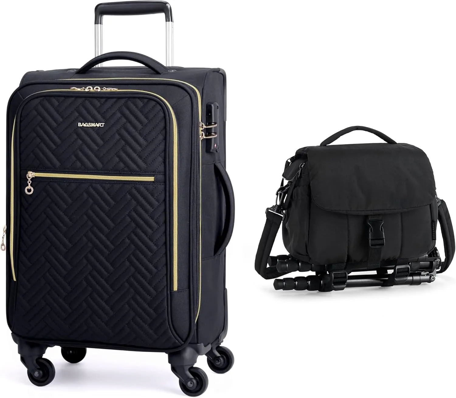 BAGSMART Carry On Luggage 20 Inch AND DSLR Camera Bag, Carrying Your Gear In Style