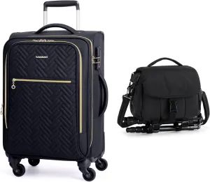 BAGSMART Carry On Luggage 20 Inch AND DSLR Camera Bag, Carrying Your Gear In Style