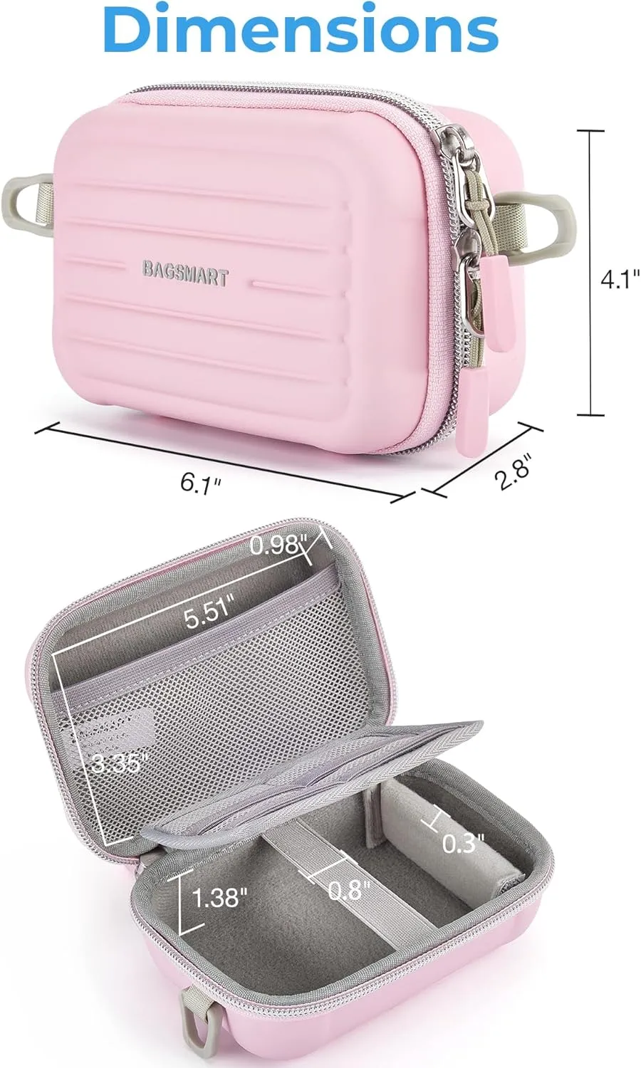 BAGSMART Digital Camera Case, Waterproof & Protective Small Camera Bag with 2 Carrying Ways, Lightweight camera sling bag for Canon PowerShot ELPH 180/190 / Sony DSCW800/DSCW830 - Pink