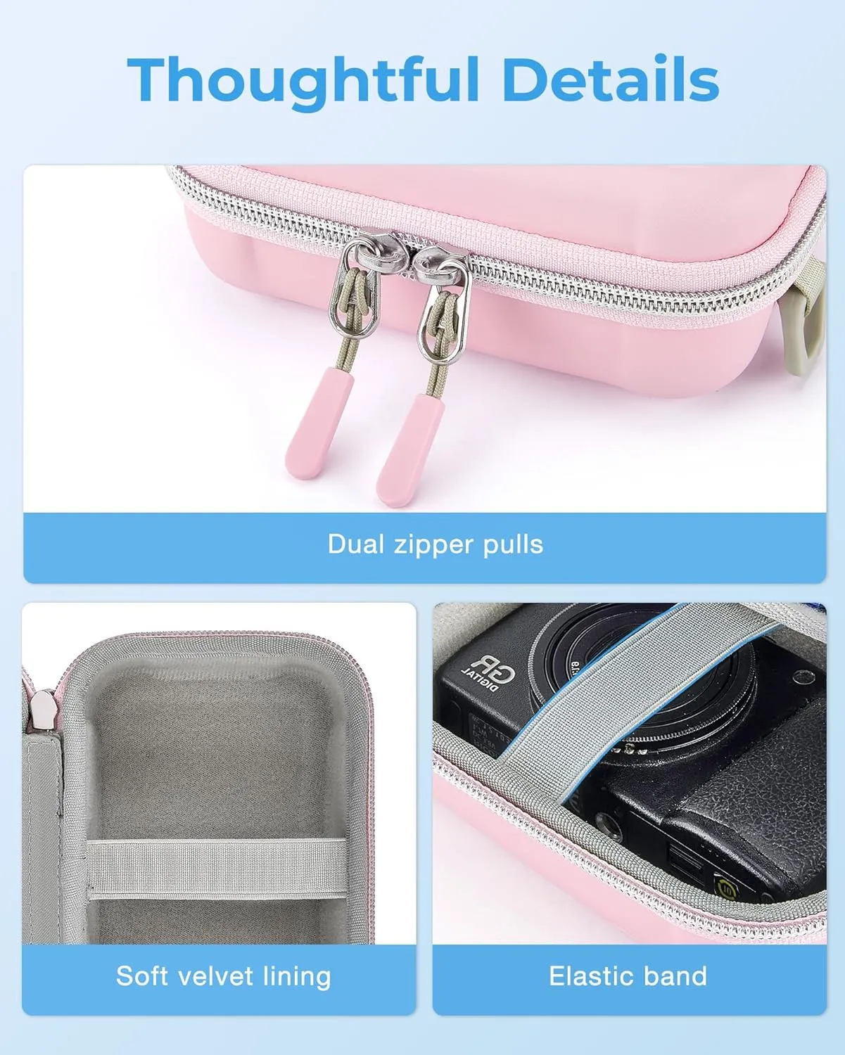 BAGSMART Digital Camera Case, Waterproof & Protective Small Camera Bag with 2 Carrying Ways, Lightweight camera sling bag for Canon PowerShot ELPH 180/190 / Sony DSCW800/DSCW830 - Pink