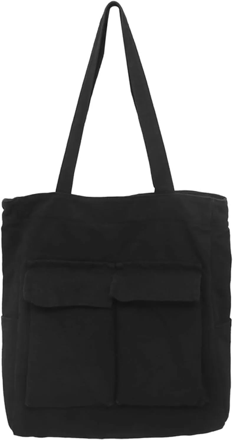 Barsine Book Tote Bags for Women Men Large Canvas Handbags Casual Shoulder Hobo Purse for Travel Beach Work