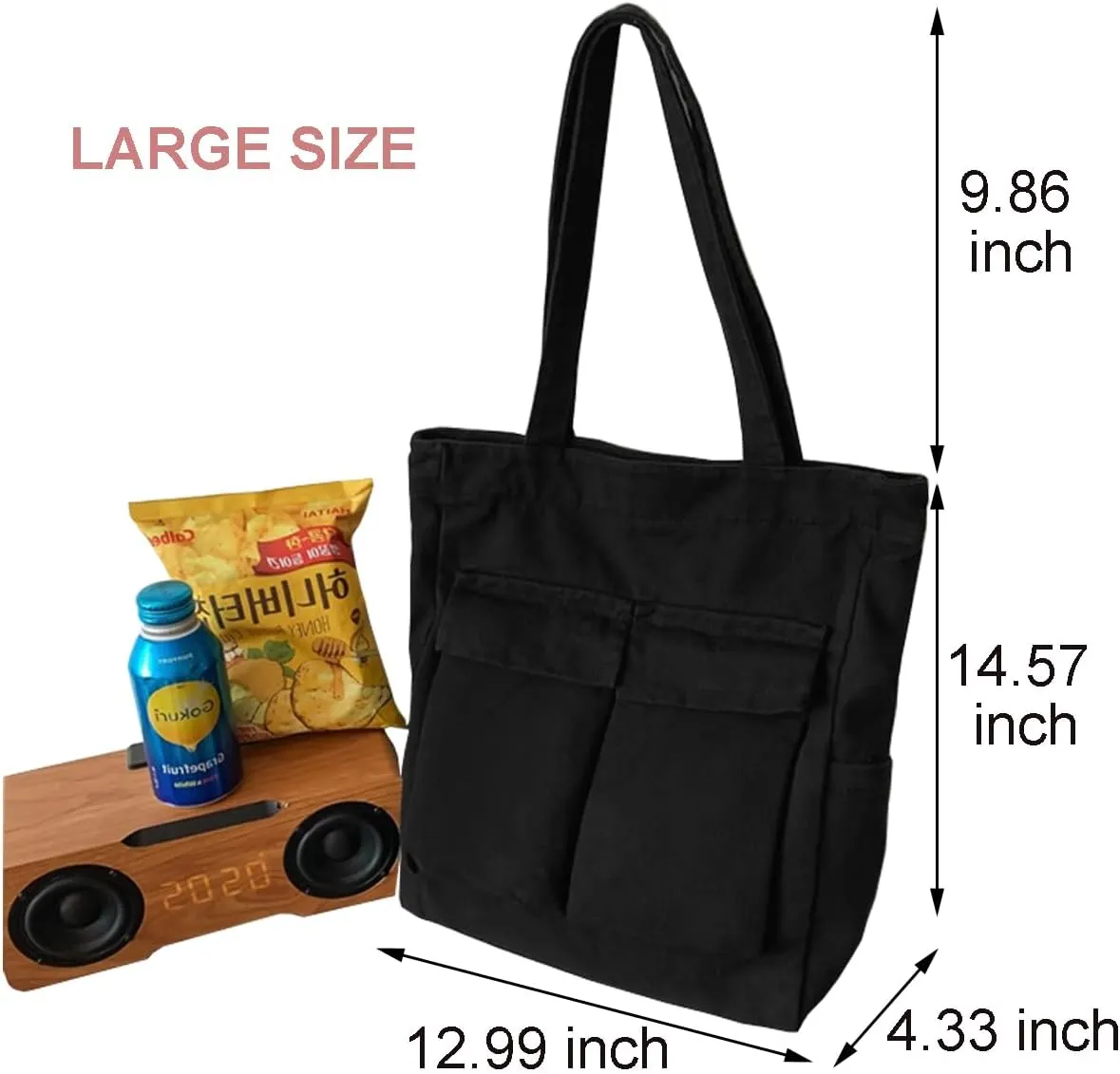 Barsine Book Tote Bags for Women Men Large Canvas Handbags Casual Shoulder Hobo Purse for Travel Beach Work