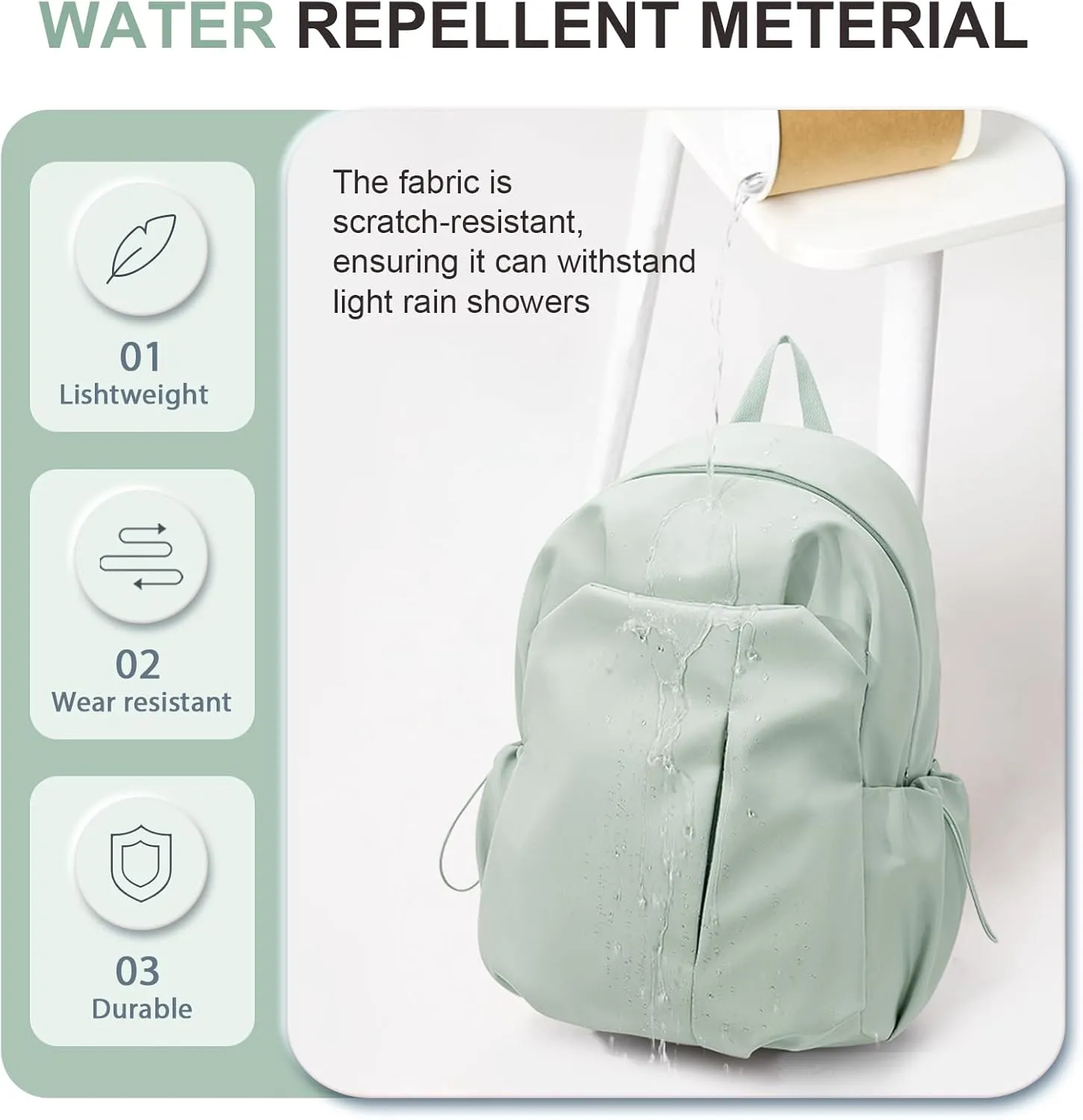 Basic Backpack For High School Women Men,Lightweight Casual Daypack College Backpack,Simple Bookbag For Teens Boys Girls,Waterproof School Bag(Green)