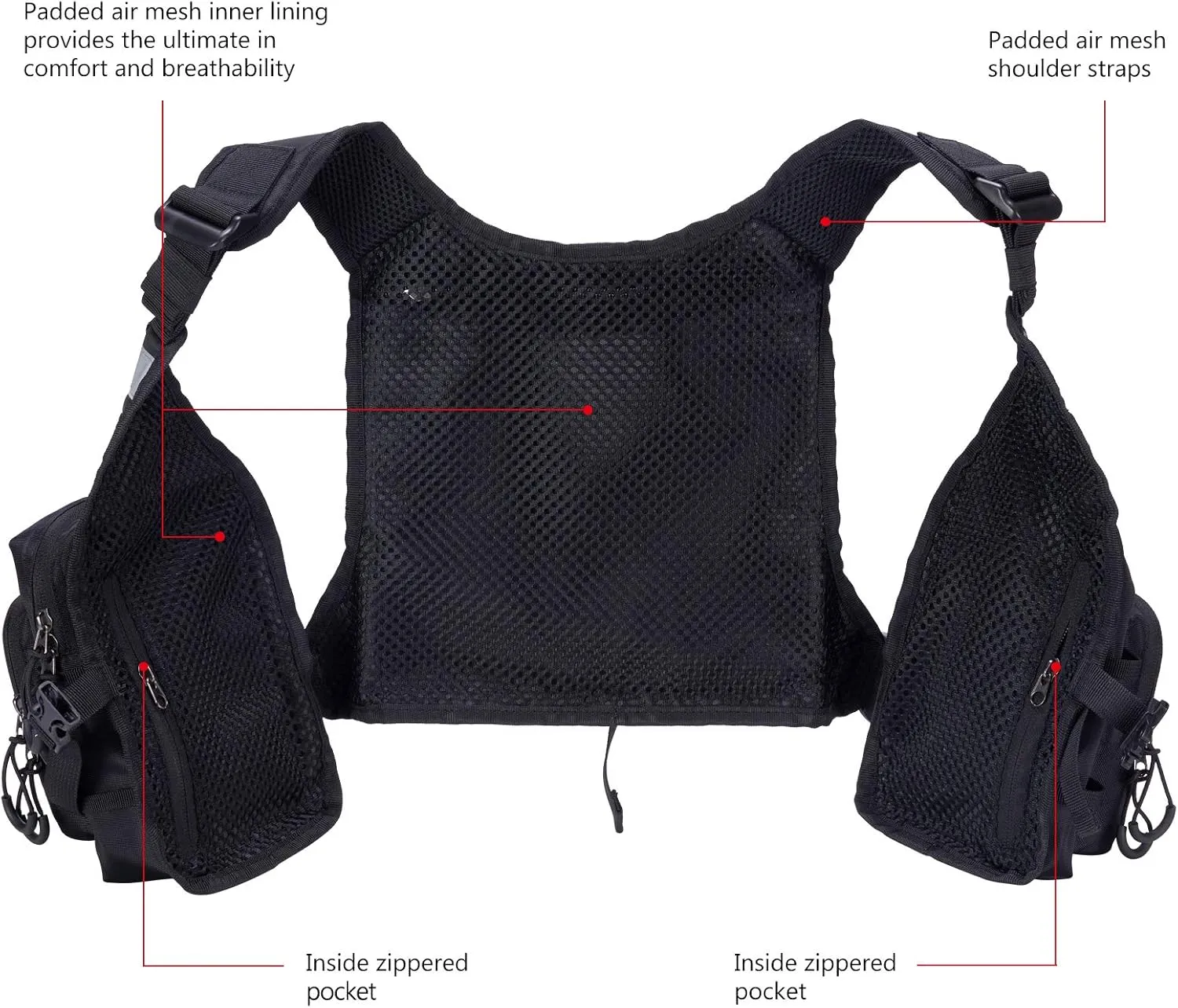 BASSDASH FV08 Ultra Lightweight Fly Fishing Vest for Men and Women Portable Chest Pack One Size Fits Most